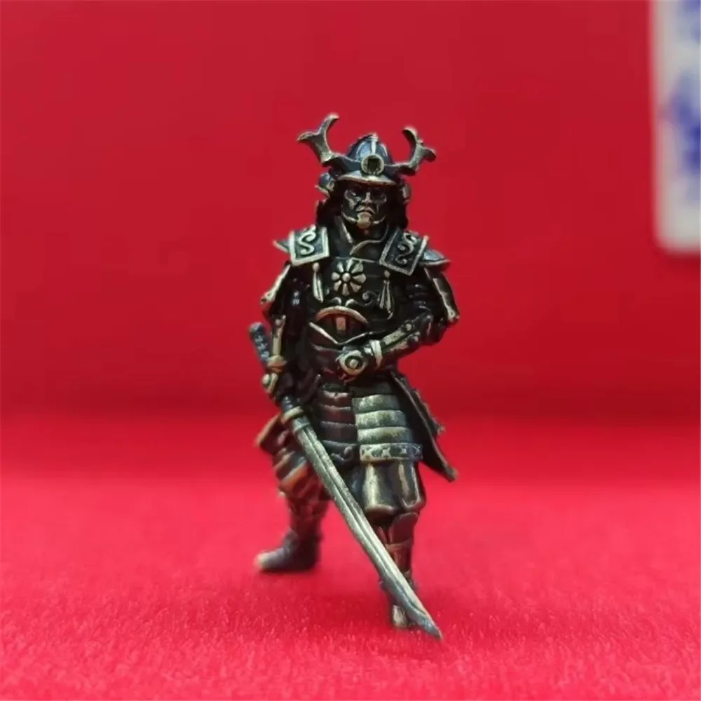 New 4cm Black Pure Copper Slanting Knife Samurai Ancient Soldier Toy Model Figurine Desktop Decoration Man Gift