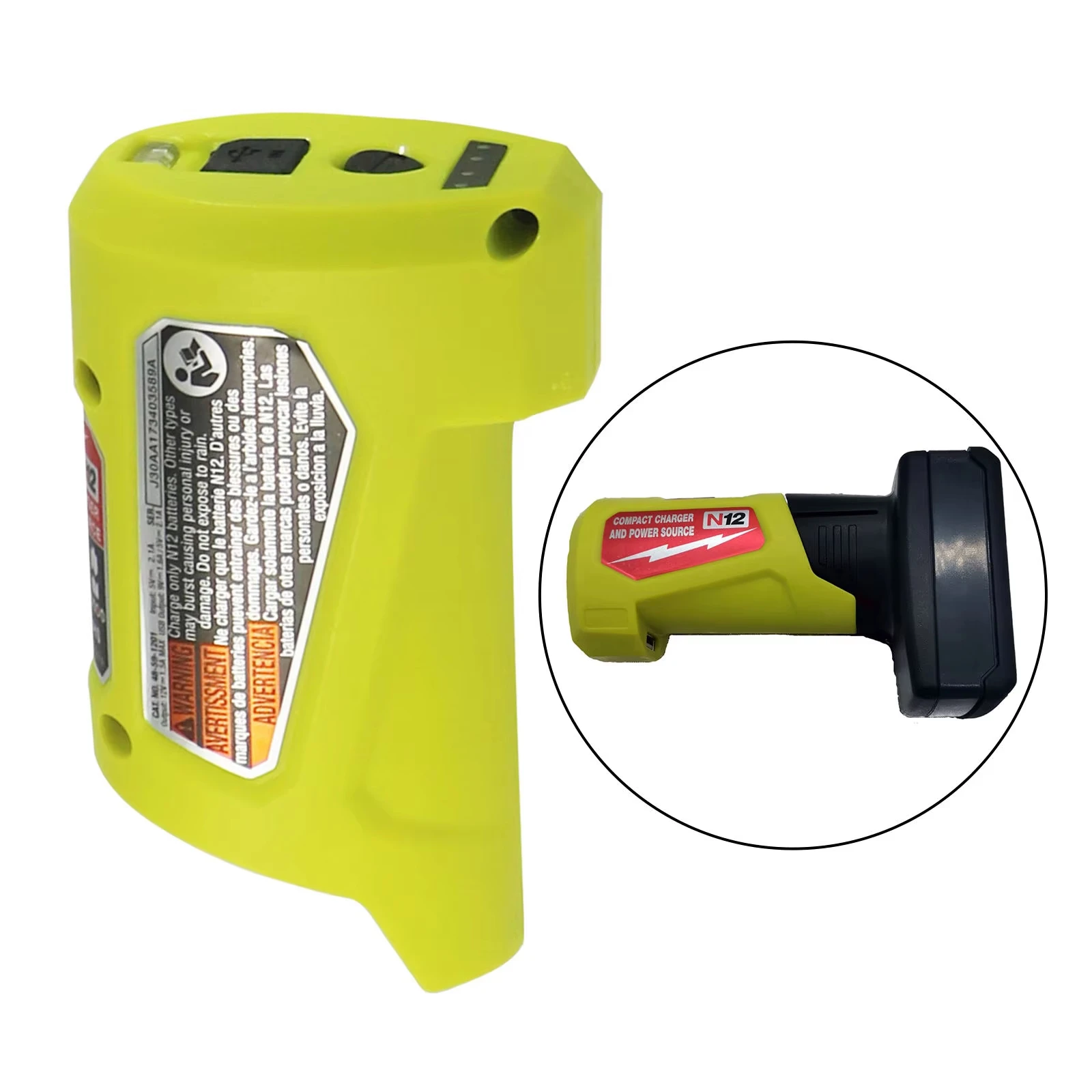 For Milwaukee M12 Li-Ion Battery Adapter USB Power Source Battery Adapter Charger 12V Li-Ion Battery Converter