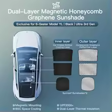 【¥13,414】YZ Tesla Model YL用 グラフェン磁気サンシェード 前後ルーフ 3枚セット 特別割引-アリエク特価アラート