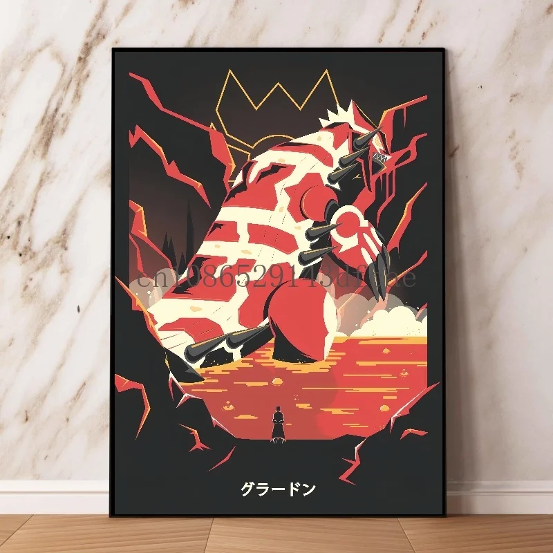 TAKARA TOMY Japanische klassische Anime Pokemon Leinwand Malerei Lugia Ho-Oh HD Poster und Druck Aquarell Wand Kunst Bild Home Decor Kinder Geschenke 4