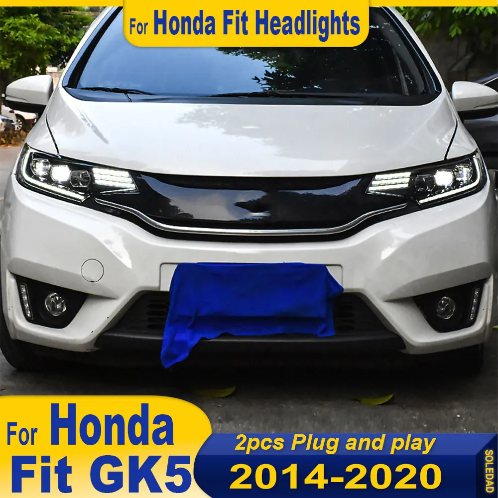 

Стайлинг автомобиля светодиодные фары для Honda Fit Jazz GK5 2014 2015 2016 2017 2018 2019 2020 аксессуары передние фары в сборе