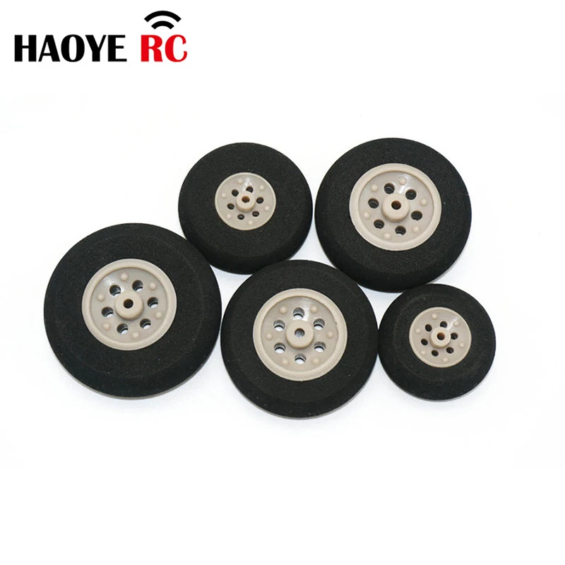 Haoye-ruedas traseras de esponja, rueda de tren de aterrizaje, Color gris, accesorios de modelo de avión RC, D25-53mm, 2 unidades por lote