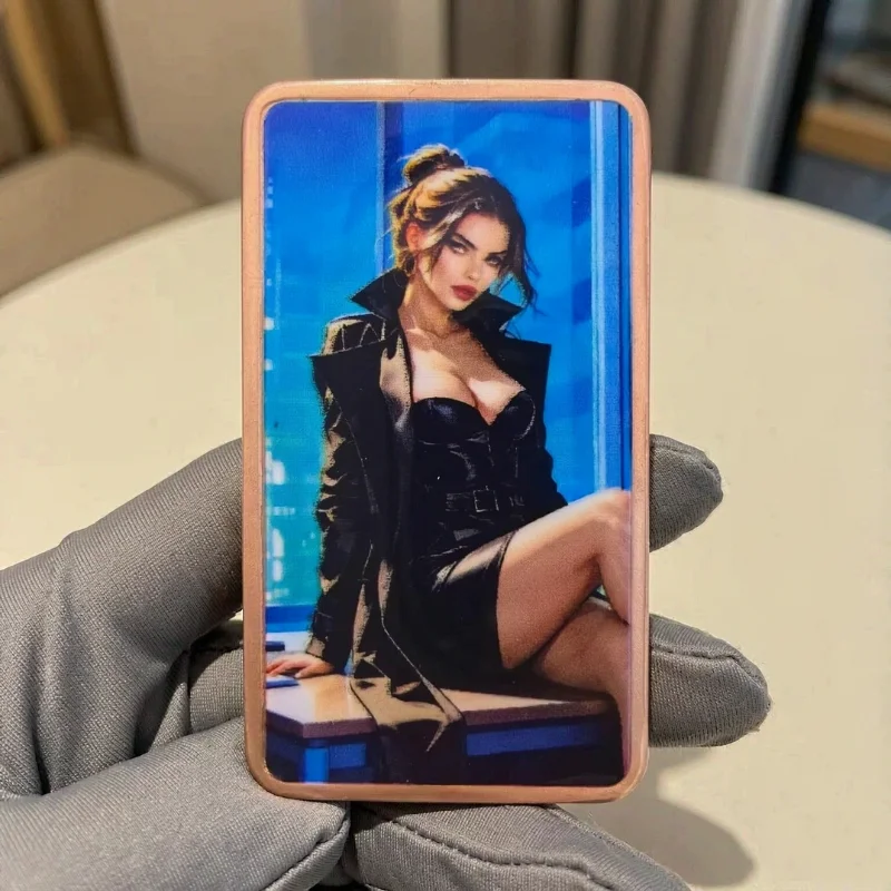 1oz .999 Fine Copper Bar Urban Fashion Chic Woman Leather Coat Blue City Vintage Art Retro Metal Collectible Desk Decor Gift