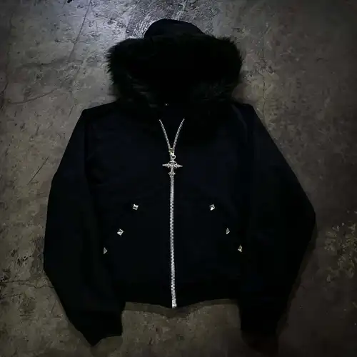 Gorro de pelusa europeo, suéter con patrón, Sudadera con capucha de manga larga, abrigo Retro, tendencia urbana, abrigo cálido de estilo oscuro para mujer, estilo Y2K