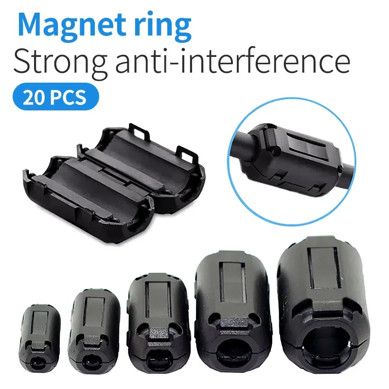 

20Pcs Magnetic ring Ferrite Filteranti-interference shield removable EMC inner diameter 3.5MM 5/7/9/11/13/15MM