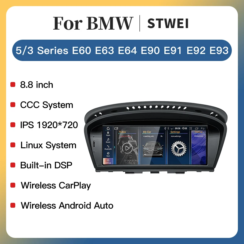 Linux System For BMW CCC 5/3 Series E60 E63 E64 E90 E92 Carplay Android Video Radio Players  Multimedia Navigation Touch Screen