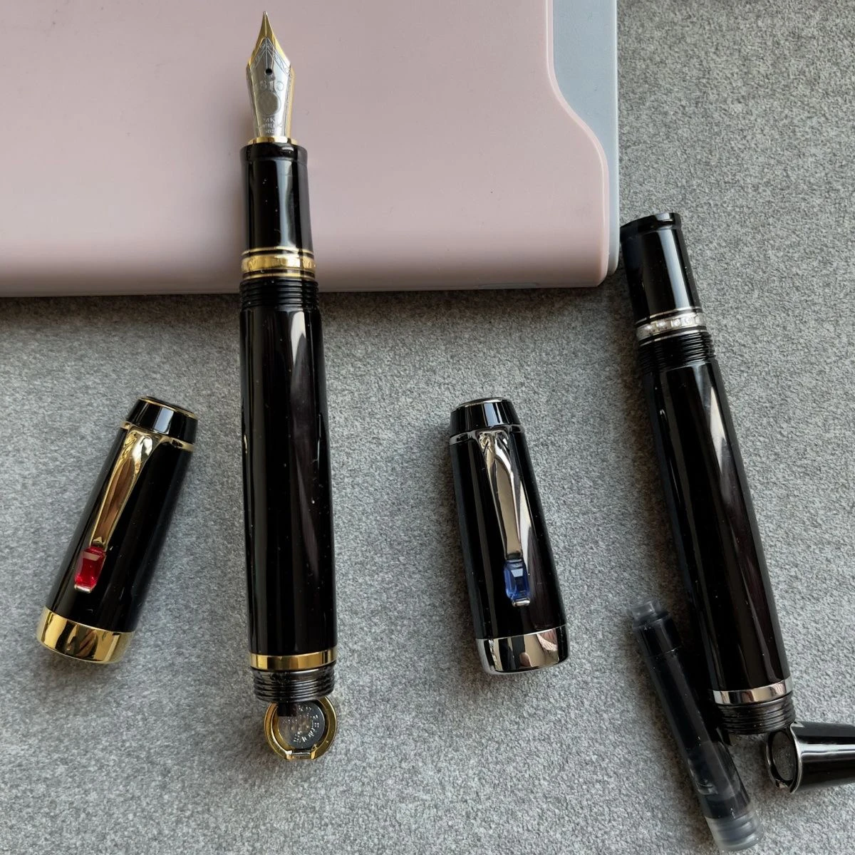 Luxury mb Wakaka mon stone Telescopic pen tip Fountain Pen With 7pcs Ink Cartridge blance ink pen