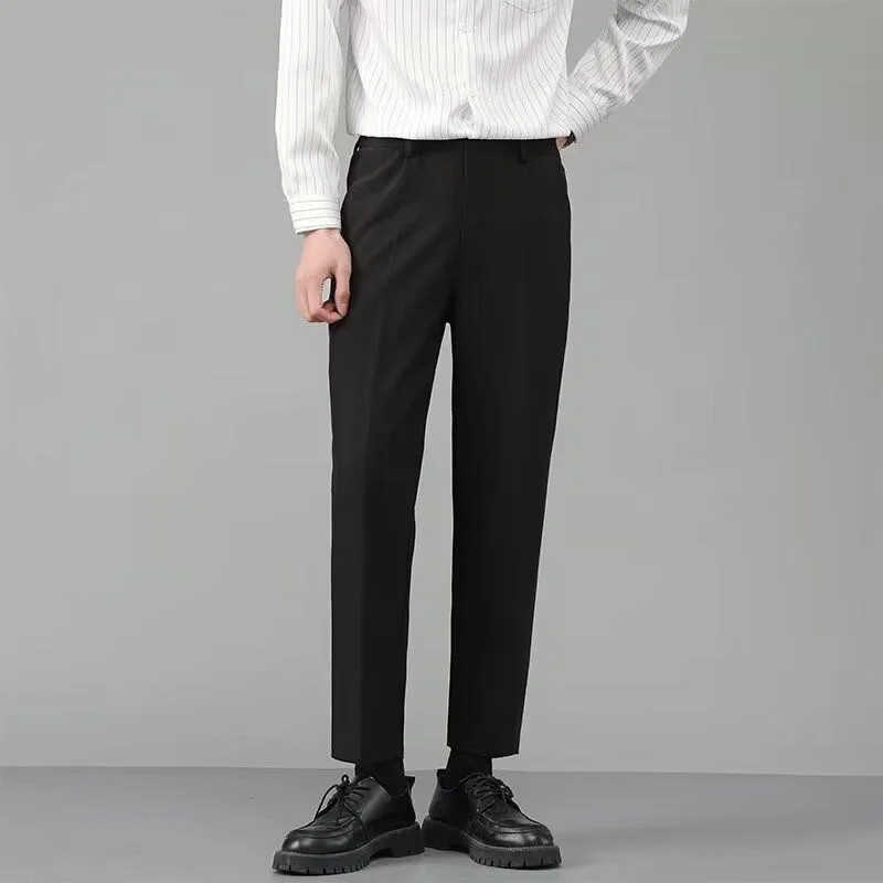 

Summer New Women's Slim Fit Busin Trousers Thin Straight Leg Pants Korean Sle Loose Workwear Nine Point Pants