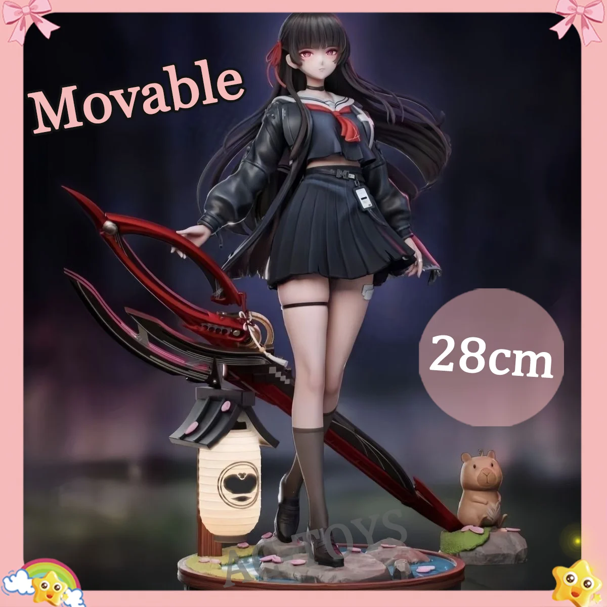 Blue Archive Fan Art Kasumi-Charakter in Schuluniform mit Laterne und Hamster, 28 cm, sexy, bewegliche PVC-Figur, Anime-Modellspielzeug