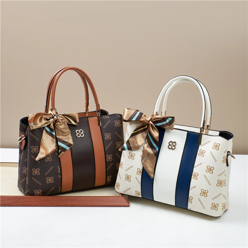 High fashion fashion color match color women\'s handbag, western style vintage print all shoulder crossbody bag