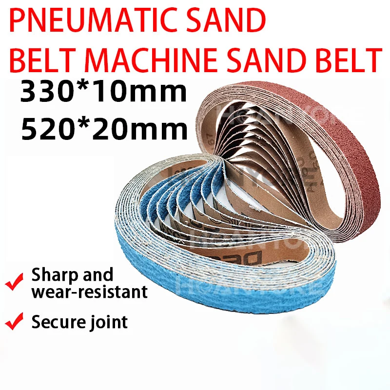 Pneumatic Sand Belt Machine Small 10x330mm Sand Belt Metal Polishing Gauze Belt Roll Circle 20 * 520 Sandpaper Belt