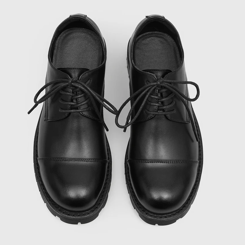 Classic, Thick Soled Men Derby Shoes Simple Retro Style Thick Soled Durable Daily Casual Single Shoes for The Workplace