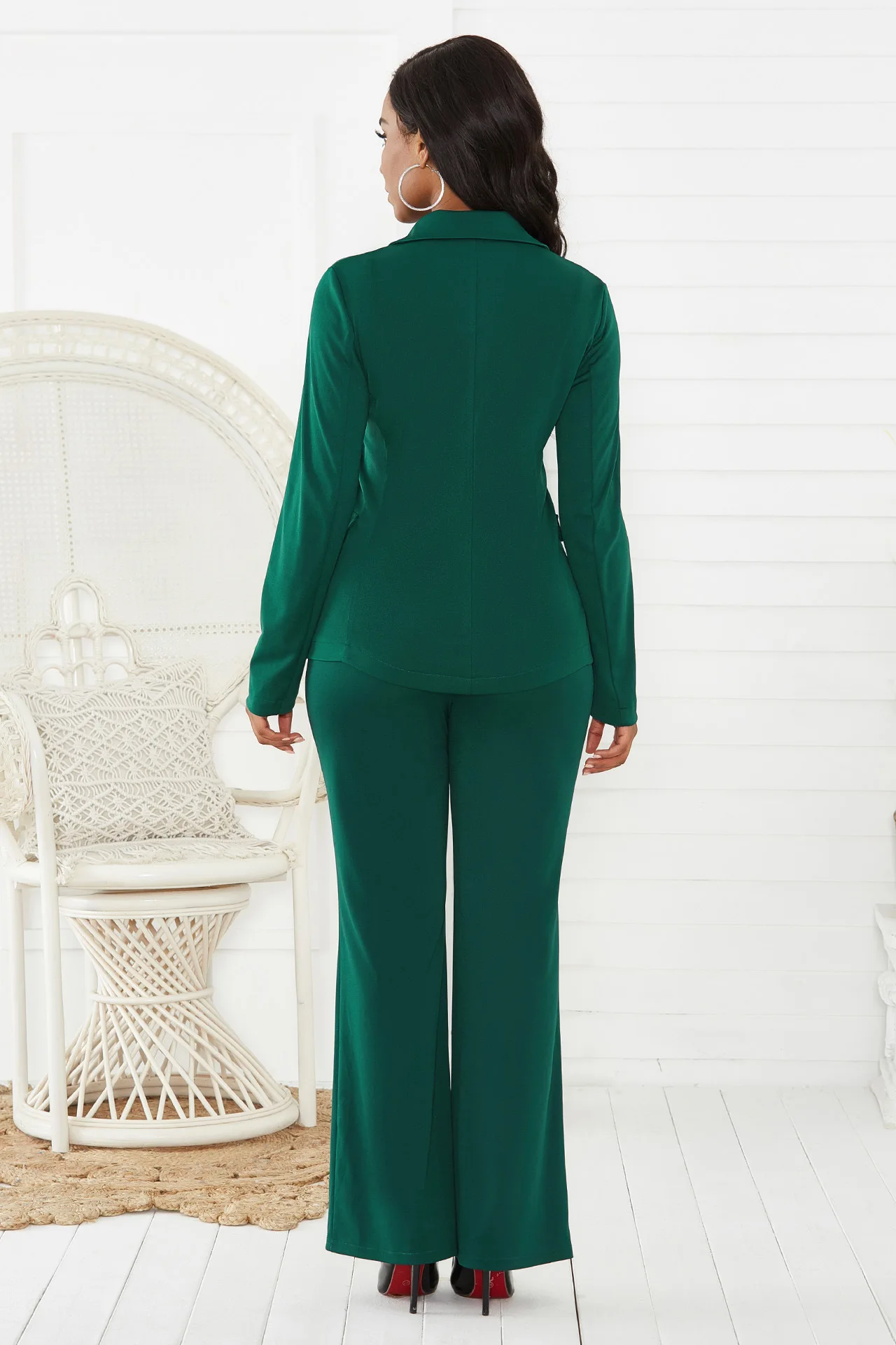 Solid color business suit 2024 autumn and winter new women's Europe and the United States sexy two suits