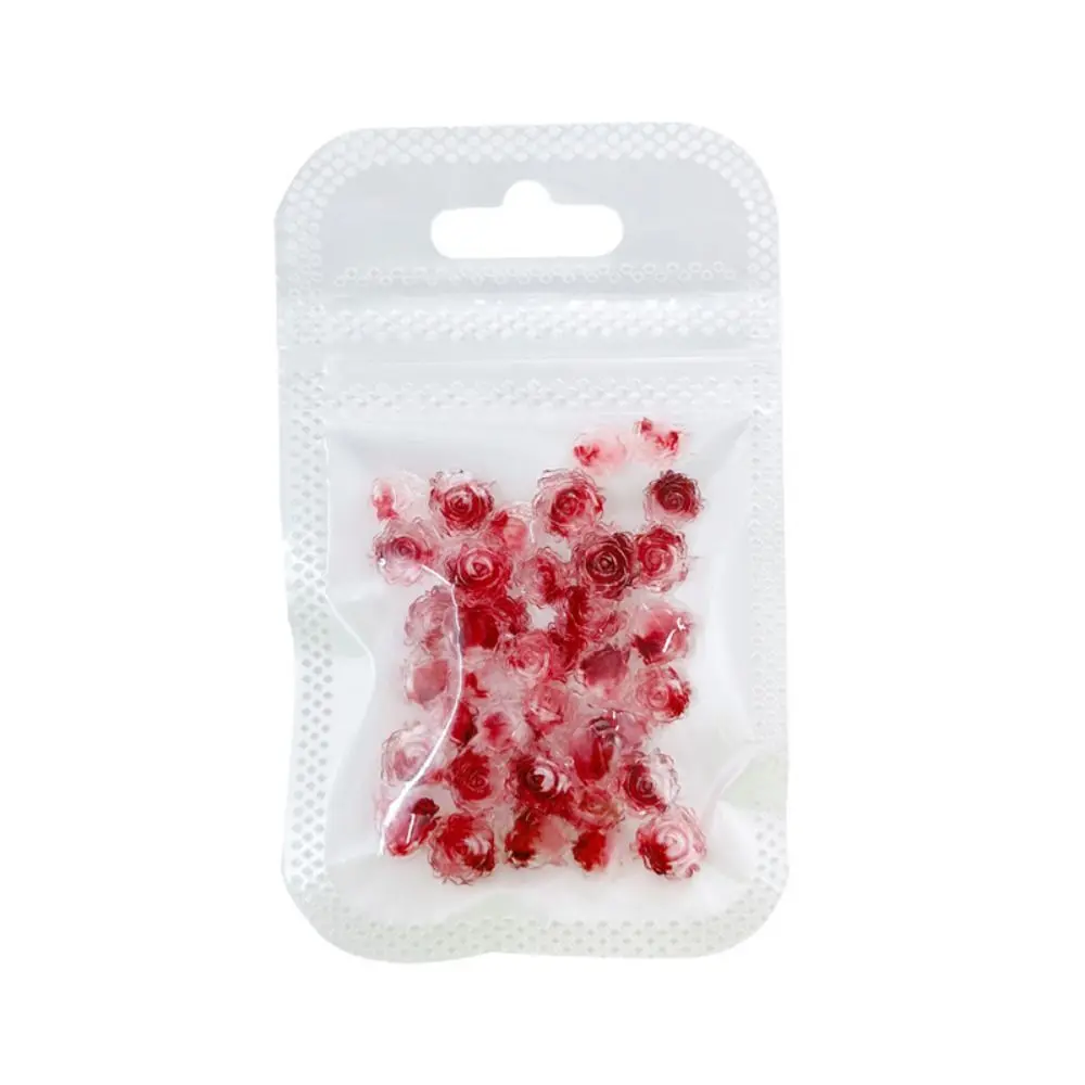 50PCS 3D Resin Camellia Nail Art Decoration Vintage Dark Night Two-tone Camellia Accessories Simulation Flower Size Mixed