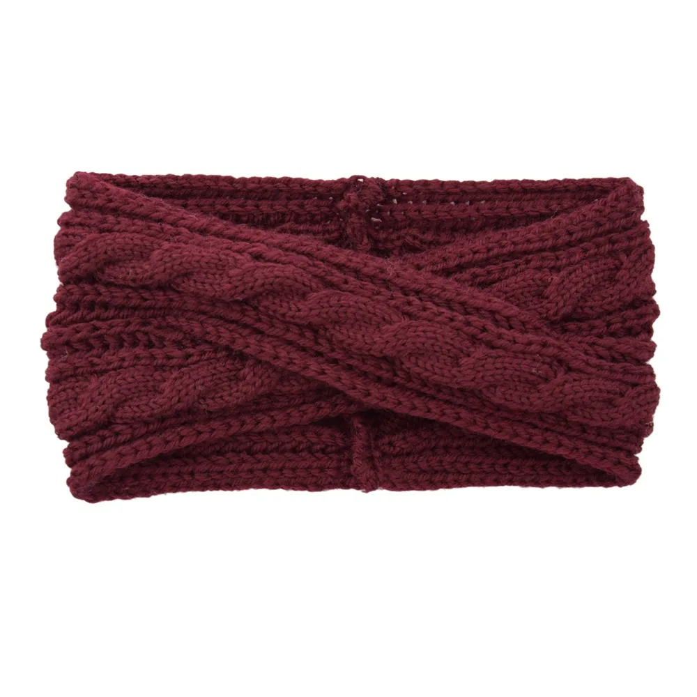 

Band Winter Warm Plush Knitted Headband for Women Thickened Warmer Ear Hair Band Woolen Knitting Elastic Turban Bandage Hair