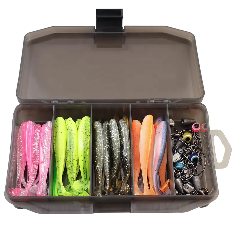 

76pcs 208g TEXAS RIG Fishing Lure Set Swimbait Fishing Lures Set Box with Jig Head Soft Lure Bait Freshwater Saltwater