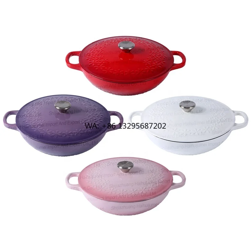 

Wholesale Preseasoned Cooking Pots Colorful Cast Iron Enamel Pots Sets Dish Lid Cookware Dutch Oven Casserole With Lids