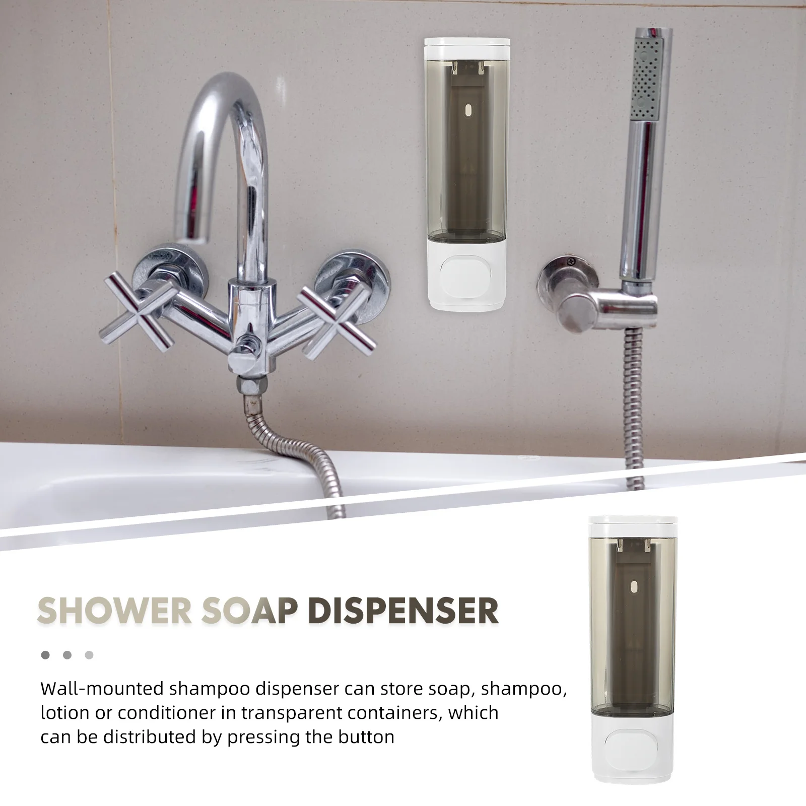 

Wall Mount Soap Dispenser Abs Plastic Manual Gel Shampoo Lotion Bottle Easy Press Bathroom Storage Container For Hand Soap