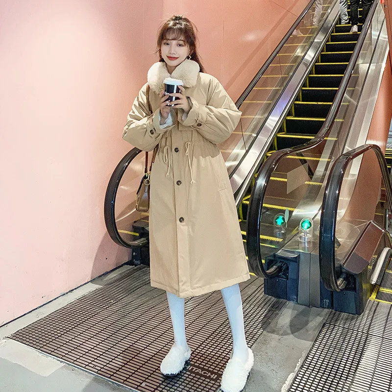 

Parkas Blue Womens Autumn Casual Cargo Streetwears Zipper Pockets Mid-Length Loose Cozy Waterproof Rainproof Warm Soft Fashion