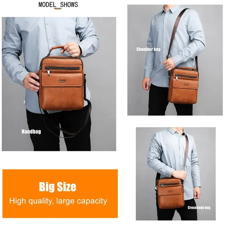 JEEP BULUO Fashion Business Man Messenger Bag High quality Men\'s Crossbody Shoulder Bags Split Leather Handbag