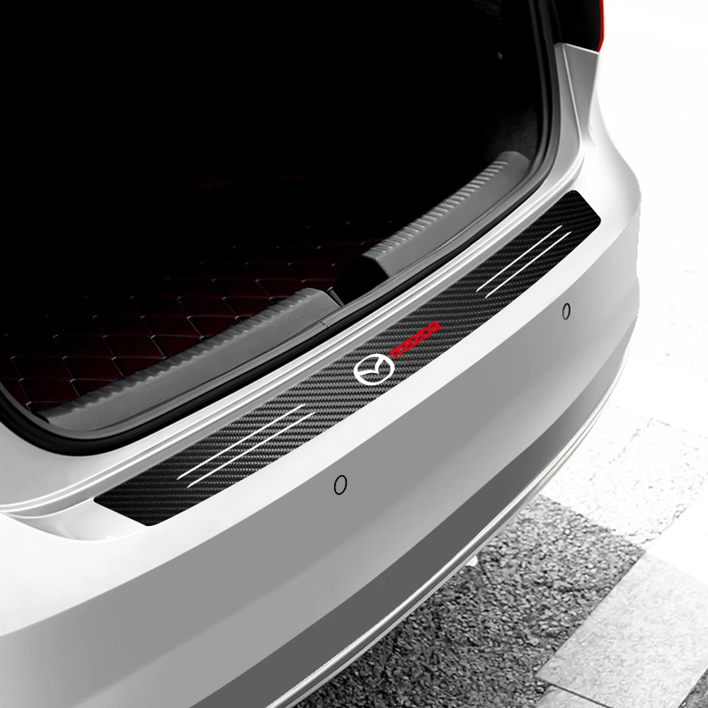 1Pcs New Carbon Fiber Car Styling Trunk Load Edge Emblem Stickers For Mazda 3 Bk 6 Gh CX-5 CX30 MX-5 2 5 CX-3 GJ GL CX-8 MS RX-8