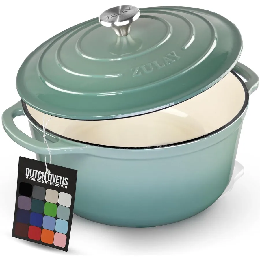 

6 Quart Enameled Cast Iron Dutch Oven Pot with Lid Premium Durability Oven Safe up to 500F Heavy Duty Cookware Perfect for Brea