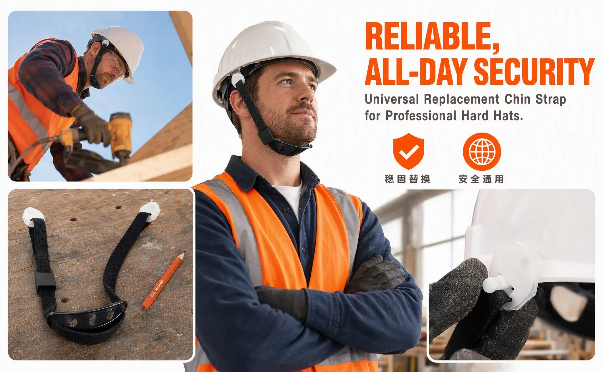 Adjustable Hard Hat Chin Strap Universal Strap Flexible Comfortable Safety Chin Protection for Construction