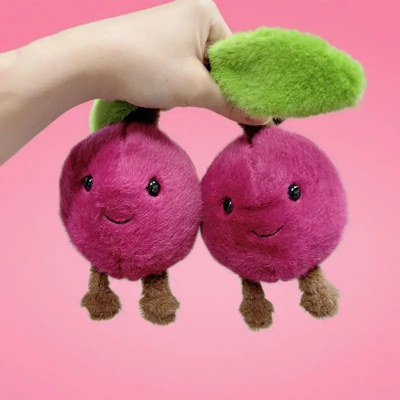 19*22 cm Pluche Kers Speelgoed Kawaii Rood Fruit Gevulde Pluche Cartoon Speelgoed voor Jongens Meisjes Kerst Verjaardagscadeautjes