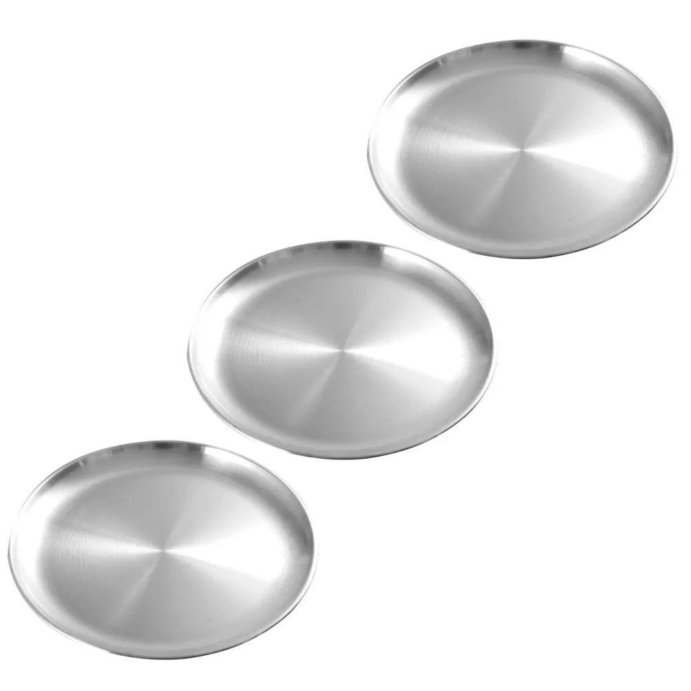 3Pcs Stainless Steel Plates Lightweight Compact Food Serving Tray Practical Pastry Cookie Dish for Birthdays Family