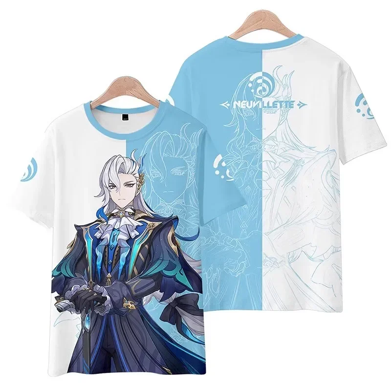 게임 Genshin Impact Neuvillette 코스프레 기모노 Neuvillette 의상 3D 프린트 하오리 망토 패션 파티 탑 streetwear 셔츠