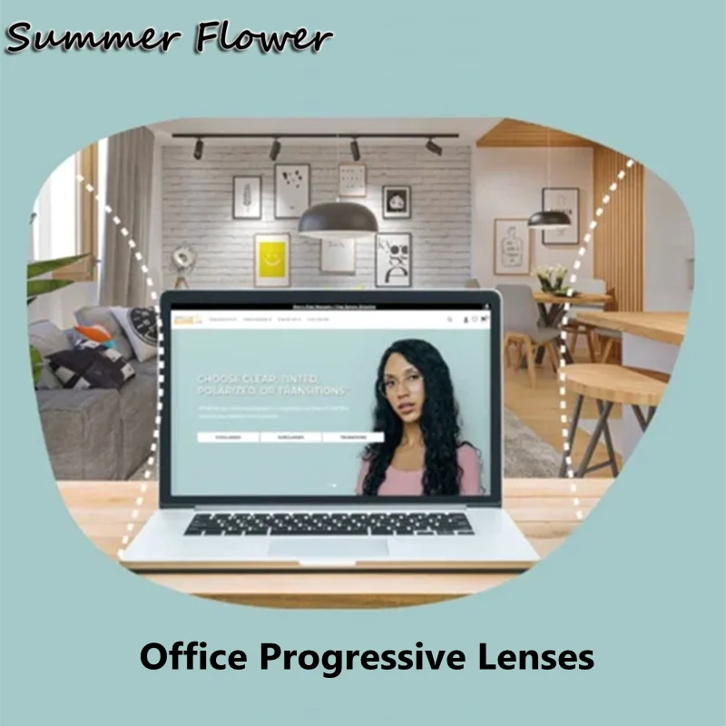 Office Progressive Lenses Computer Working Multifocal Anti Blue Ray MR 8 Digital Eye Lens Optical Transparent Wide Field Glass