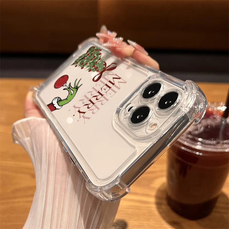 Merry Christmas Tree Transparent Phone Case For iPhone 17 Pro Max 16 15 14 13 12 11 Pro 7 8 Plus 17 Air X XR XS Silicone Cover - náhled 6