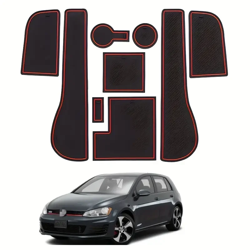 

9pcs Car Interior Anti-Slip Mats For VW Golf 7 7.5 GTI R-Line 2014-2019 Door Sill Cup Holder Pad Set