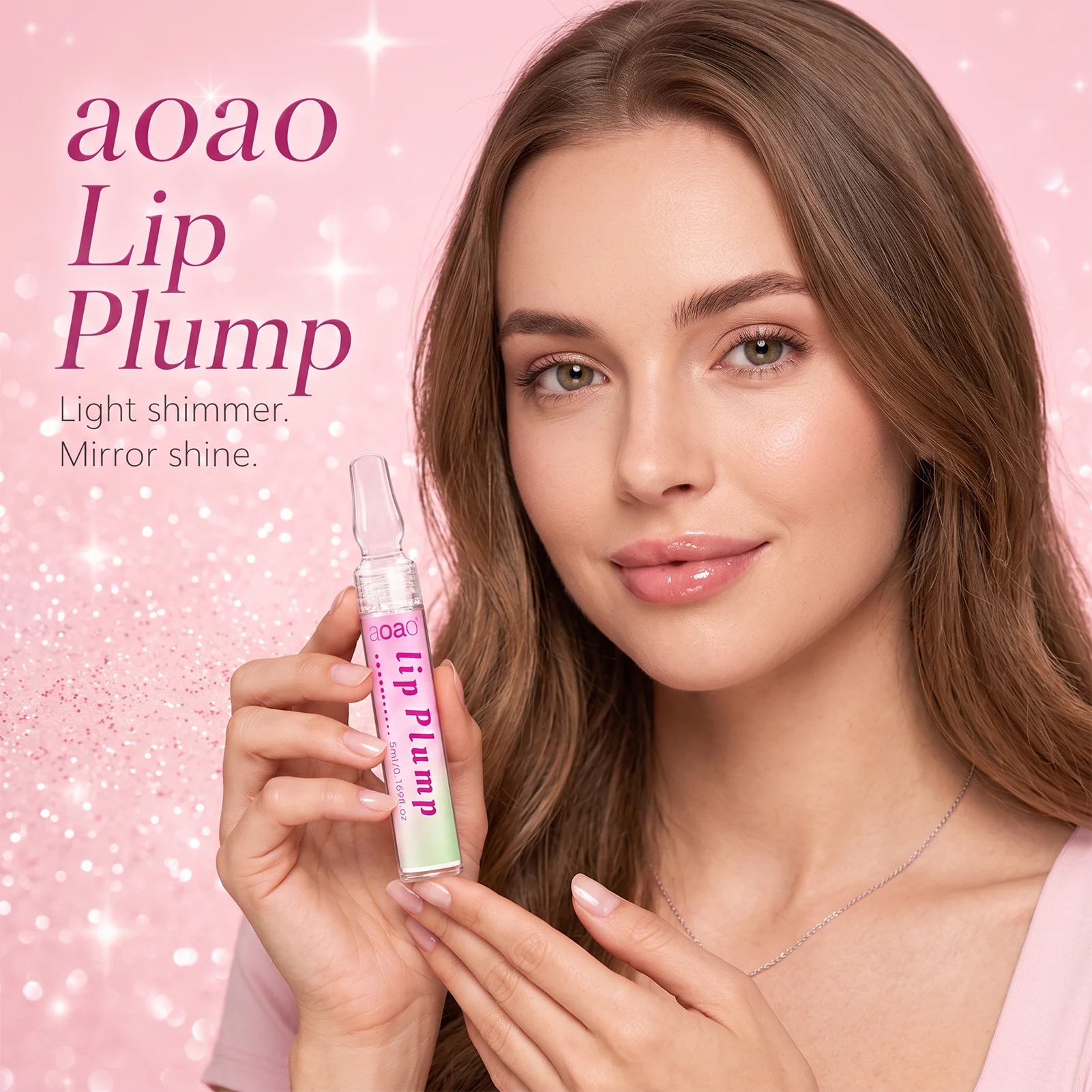 Lip Plump Gloss Clear Glitter Shimmer Lip Oil Hydrating Moisturizing Lip Serum Mirror Shine Lip Makeup For Daily Lip Care.