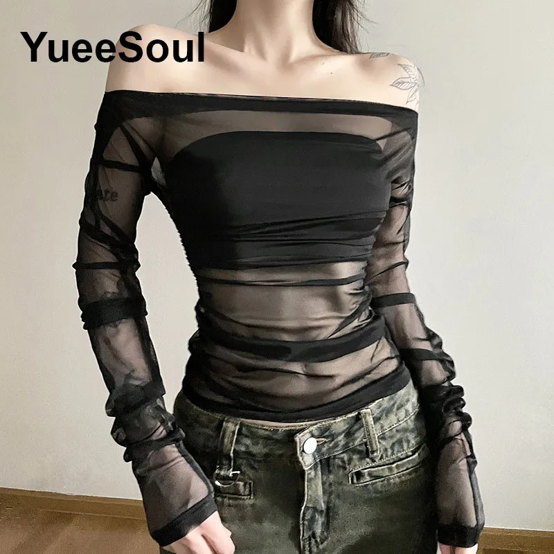 Transparent Sexy Women T Shirts 2024 Summer New Y2K Elegant High Street Soild Slim Tees Korean Style Casual Basic Blouse