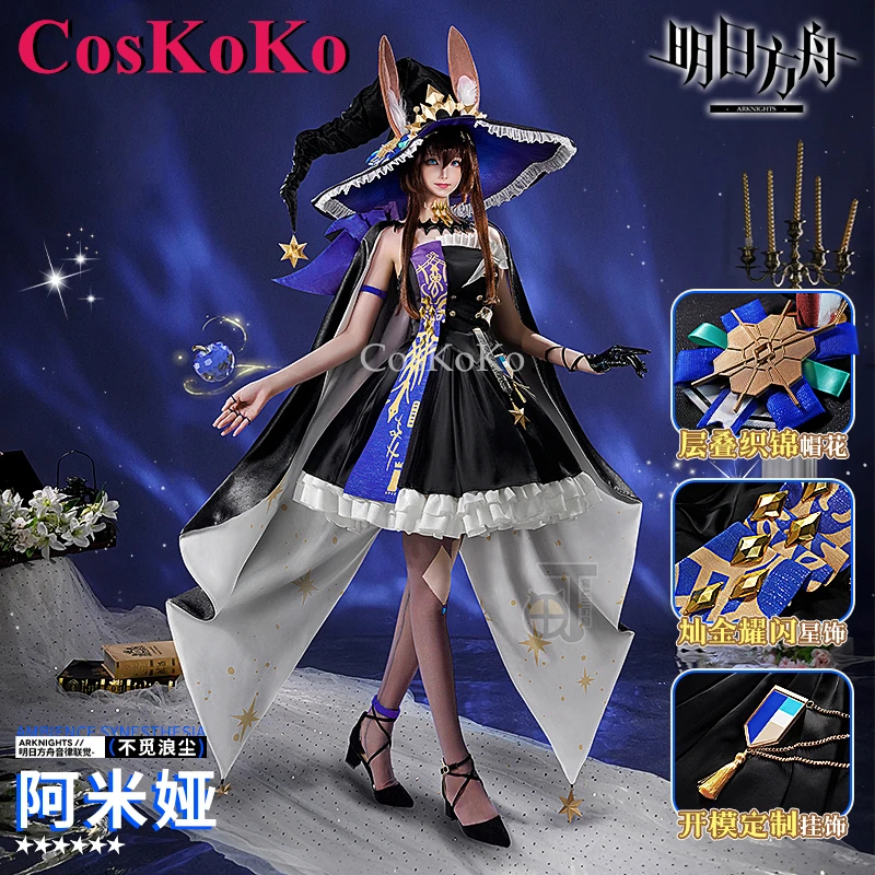 CosKoKo Amiya Cosplay Game Arknights Costume 2024 Ambience Synesthesia Lovely Sweet Uniform Dress Halloween Role Play Clothing