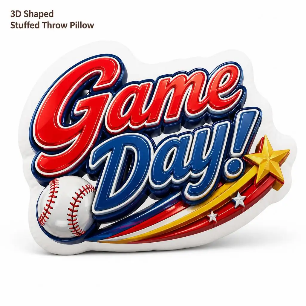 Game Day Baseball Stars Sports Emblem Plush Pillow Cushion Irregular Stuffed Throw Pillow Home Decor Gift Sofa Bed
