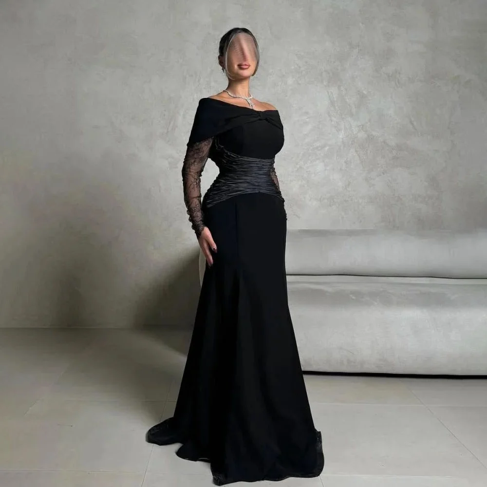 Customized Mermaid Evening Dress Gorgeous Satin Prom Dresses Lace Applique Formal Occasion Shining V Neck Party Gown Robe Soiree