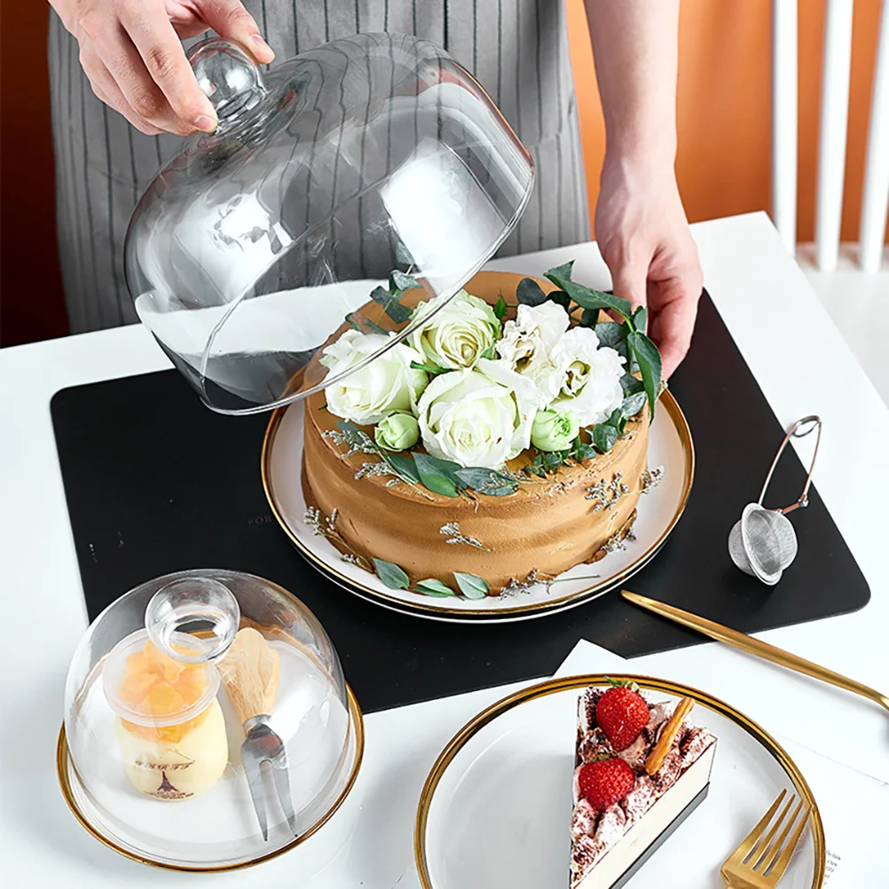 

Dessert Cake Cover Glass Dome for Stand Covered Plate Transparent Round Food Cloche Tray with