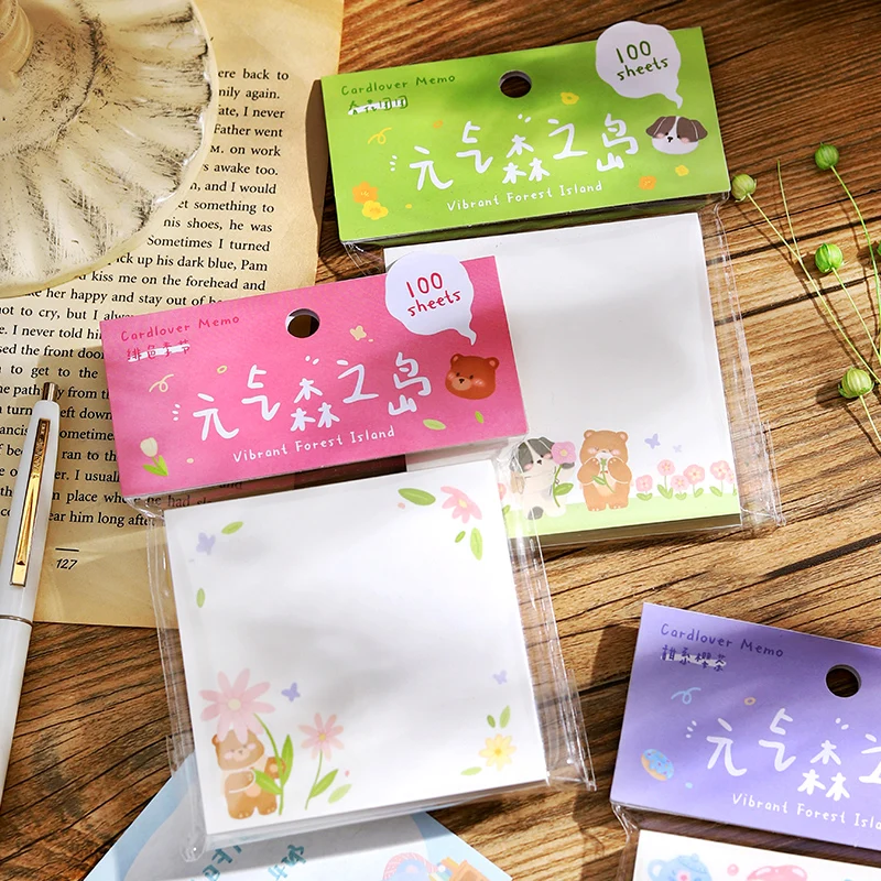 4packs/LOT Yuanqi Forest Island series retroy creative decoration DIY paper memo pad