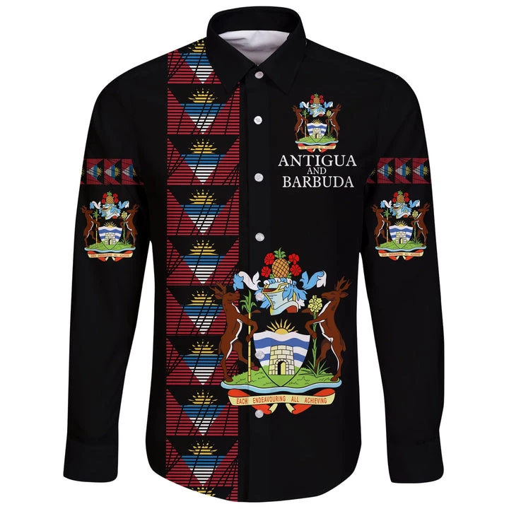 

2023 Fashion Men's Antigua and Barbuda Long Sleeve Button Shirt 3D Print Casual Antigua and Barbuda Long Sleeve Button Shirt