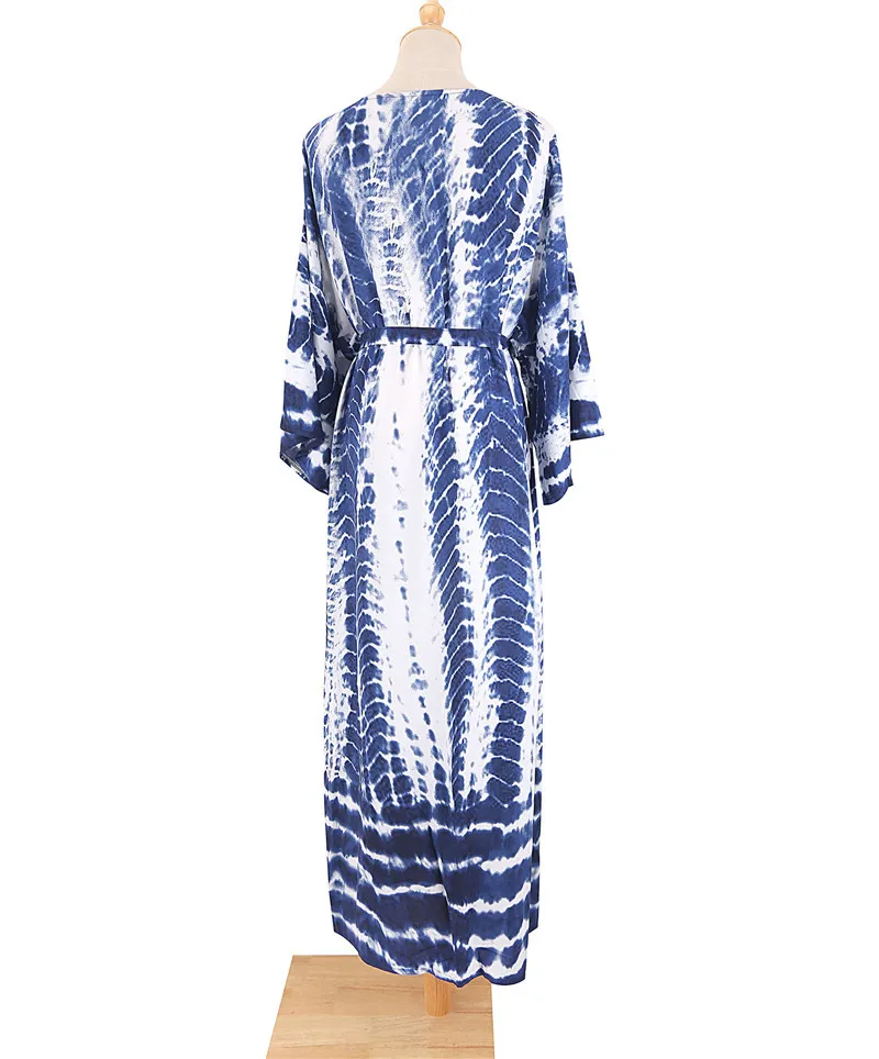 Langer Kimono-Badeanzug für Damen, stilvoller Batik-Badeanzug mit offener Vorderseite und Strand-Outfits – Detail 12