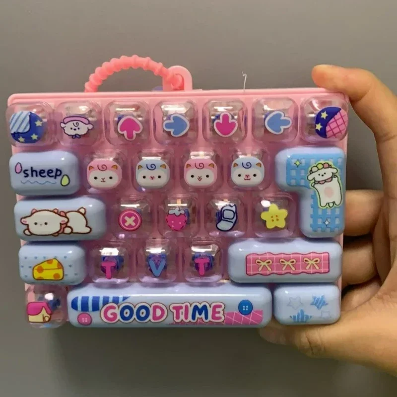 26-Tasten-Tastatur-Fidget-Schlüsselanhänger, Cartoon-Clicker, Stressabbau-Spielzeug, Silikon-Mini-Tastatur-Anhänger für Rucksack, Schlüssel, Charm, tragbar – Detail 12
