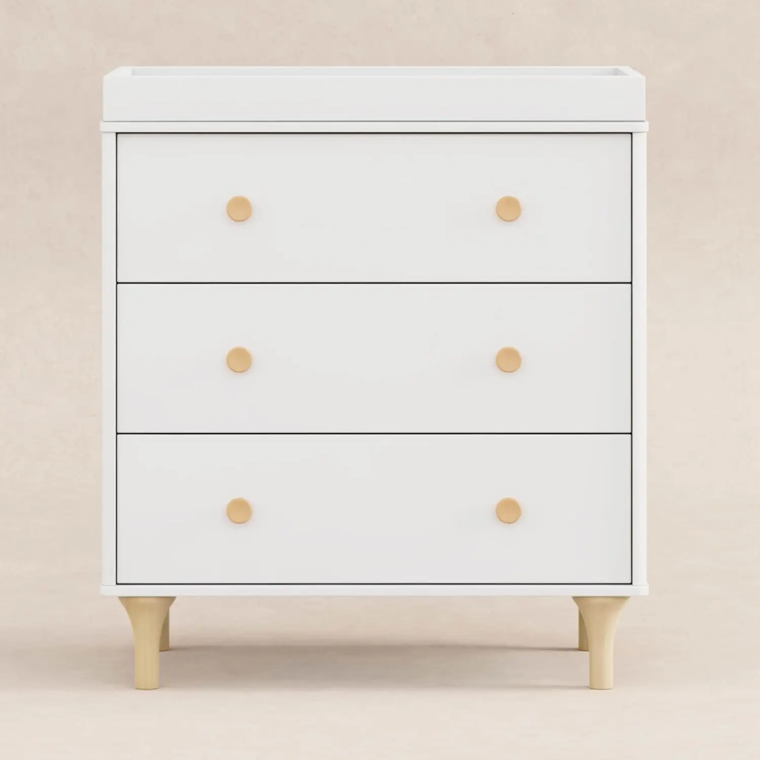 Lolly 3-Drawer Changer Dresser With Removable Changing Tray In White And Natural, Greenguard Gold Certified