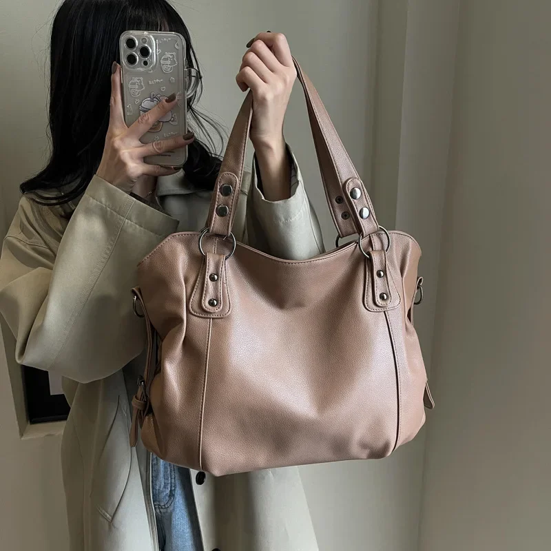 Tote Bag 2024 New Retro Handbag Korean Version Large Capacity Fashion Simple Shoulder Messenger Bag