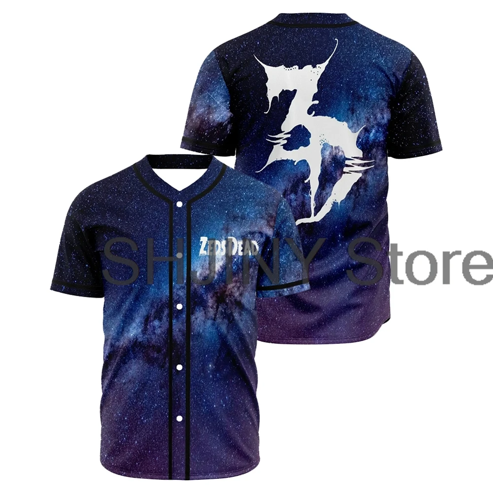 

Zeds Dead Norman Jersey Baseball Jacket Shirts V-Neck Short Sleeve Button-up Tee Women Men Streetwear Hip Hop Clothes