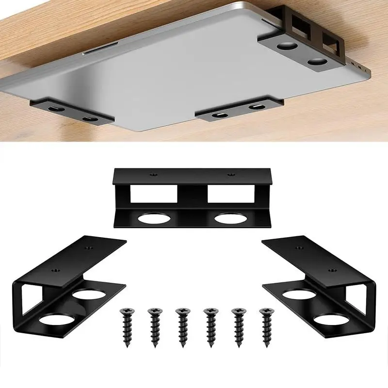 

Under Desk Laptop Mount Metal Under Desk Shelf Holder For Laptop Keyboard With Anti-Scratch Silicone Easy To Install