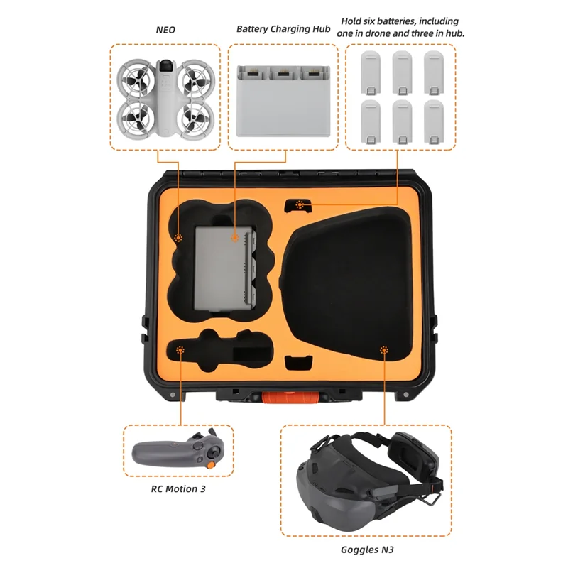ABKQ-Carring Case para DJI NEO bolsa de almacenamiento a prueba de explosiones estuche de seguridad carcasa dura de gran capacidad para accesorios DJI Neo
