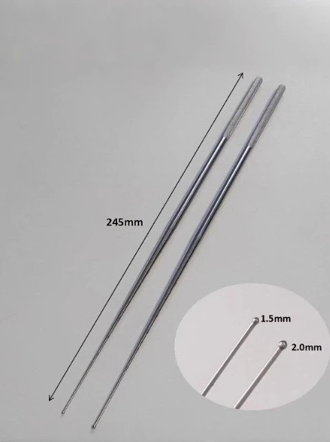 Orthopedic Spine Probe Ball Tip Probe Stainless Steel Single End Instrument Knurled Handle 245mm 1.5mm 2.0mm