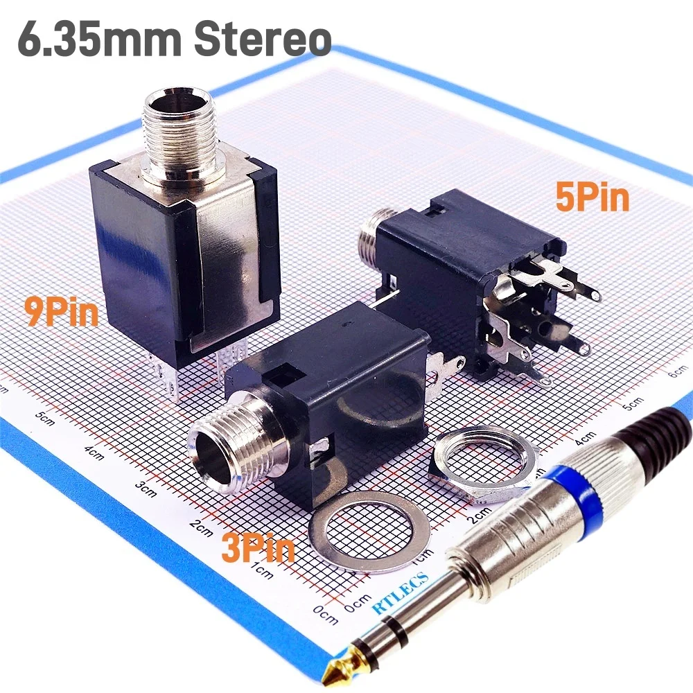 1 Piece 6.35mm 3 Pole Plug TRS 1/4